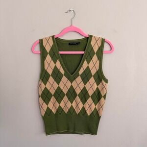 Y2K GREEN THE LIMITED ARGYLE SWEATER VEST
